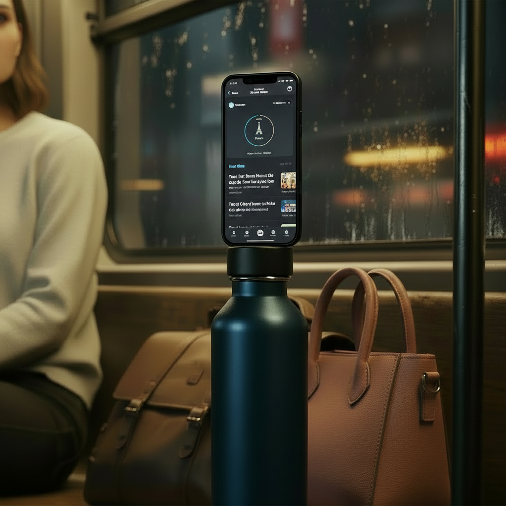 NOVYRA Pro — Gourde Isotherme & Support Téléphone Magnétique | 710ml